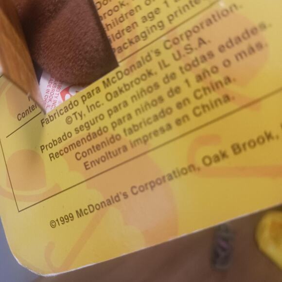 Unopened 1999 label errors Britannia the Bear Ty Teenie Beanie Babies McDonalds - Picture 3 of 5